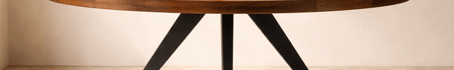 Oakspire Round Dining Table Industrial Mid Century Modern Scandinavian Design Solid Wood Top Black Metal Spider Legs Dining Table for Dining Room