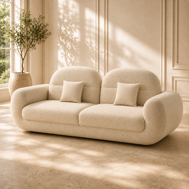 Bruges Luxury Modern Curved Sofa with Sculptural Rounded Design Customisable Designer Couch for Minimalist Interiors