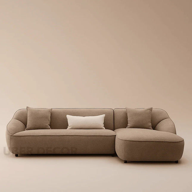 Madera 5 Seater Modern L Shaped Sofa with Rounded Corners and Lounger for Living Room