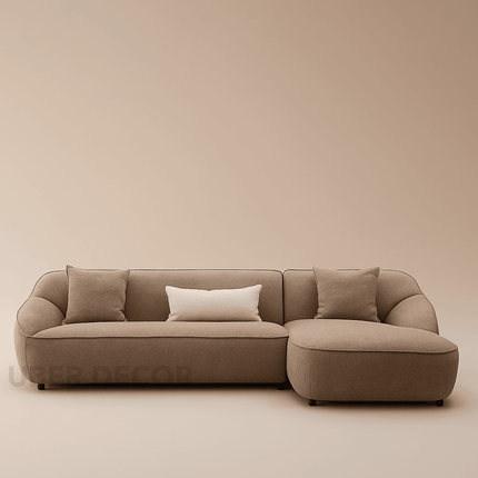 Madera 5 Seater Modern L Shaped Sofa with Rounded Corners and Lounger for Living Room