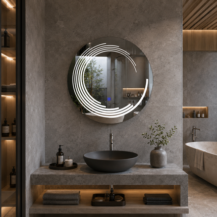 Pluma led mirror front-lit or backlit touch button frameless bathroom and vanity mirror