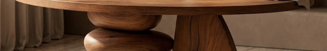 Chindwin Wabi-Sabi Sculptural Organic Japandi Coffee Table – Artistic Pebble Base Wooden Center Table for Living Rooms