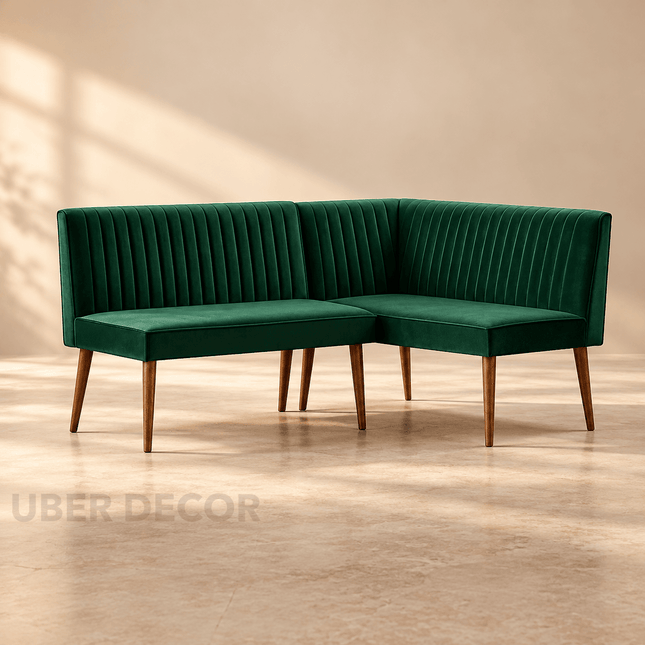 Veda Tranquil Mid Century Corner Bench Contemporary Customisable Seating for Dining Living Lounge and Hospitality Spaces