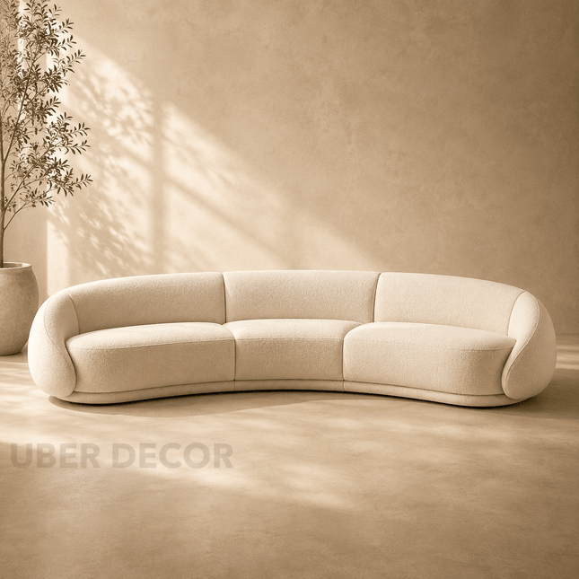 Rabat Curved Sectional Sofa Modern Japandi Luxury Sofa Customizable Made-to-Order Living Room Couch