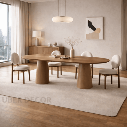 Orla Haven Oval Dining Table Japandi Scandinavian Design Premium Finish Sculptural Pedestal Base Ideal for Dining Room