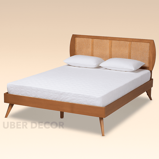 OakBend Contemporary Curved Rattan Platform Customisable Bed for Guest Spaces