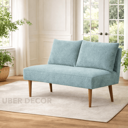 Mode Form Mid Century Modern Two Seater Bench Compact Customisable Seating for Living Bedroom Lounge and Entryway