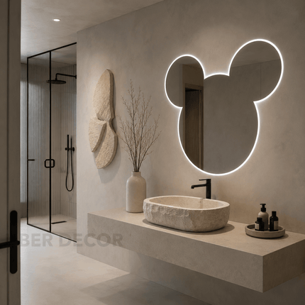 Bunny Frameless Wall Hanging LED Mirror – Front Lit or Back Lit for Vanity & Powder Room