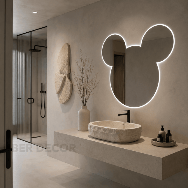 Bunny Frameless Wall Hanging LED Mirror – Front Lit or Back Lit for Vanity & Powder Room