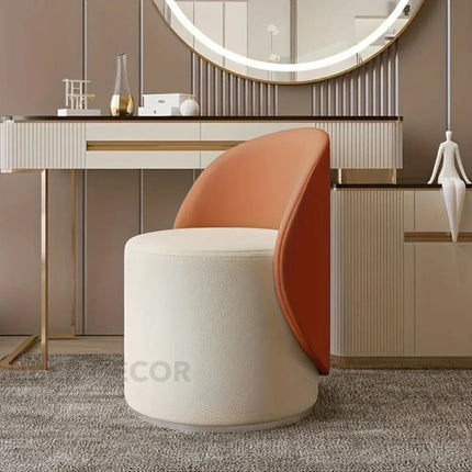 Royal Twirl Swivel Chair- Cute White Backrest Pouffe Chair for Bedroom & Makeup