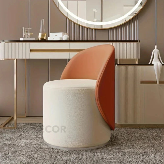 Royal Twirl Swivel Chair- Cute White Backrest Pouffe Chair for Bedroom & Makeup