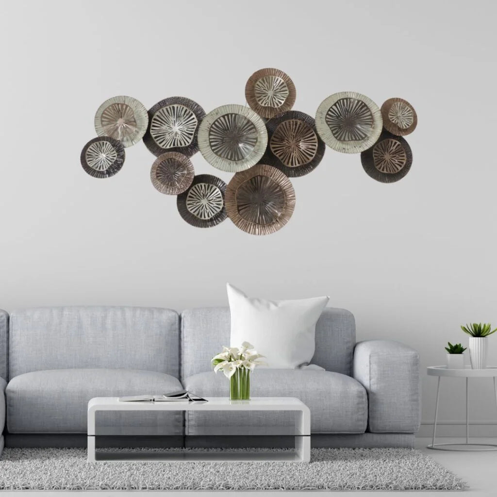 Brown Mushroom Discs Metal Wall Hanging Metal Wall Art