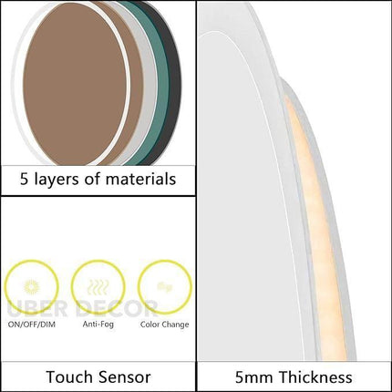 LumiSphere Radiant  Mirror with LED Lights- Touch Sensor Mirror for Bathroom and Bedroom