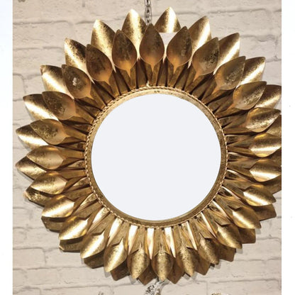 Golden Sunflower Mirror Metal Wall Decor Metal Wall Art