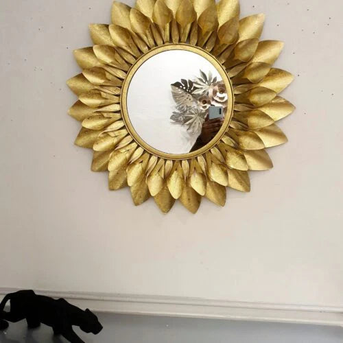 Golden Sunflower Mirror Metal Wall Decor Metal Wall Art