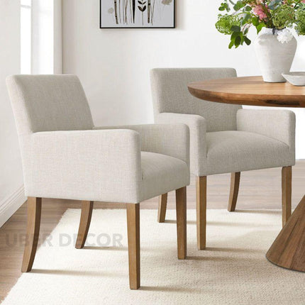Rivra Contemporary Dining Chair Set of 2 Modern Armchair Style Custom Made Design Ideal for Dining Room Formal Dining Hall - Uber Decor
