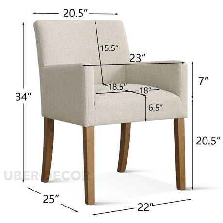 Rivra Contemporary Dining Chair Set of 2 Modern Armchair Style Custom Made Design Ideal for Dining Room Formal Dining Hall - Uber Decor