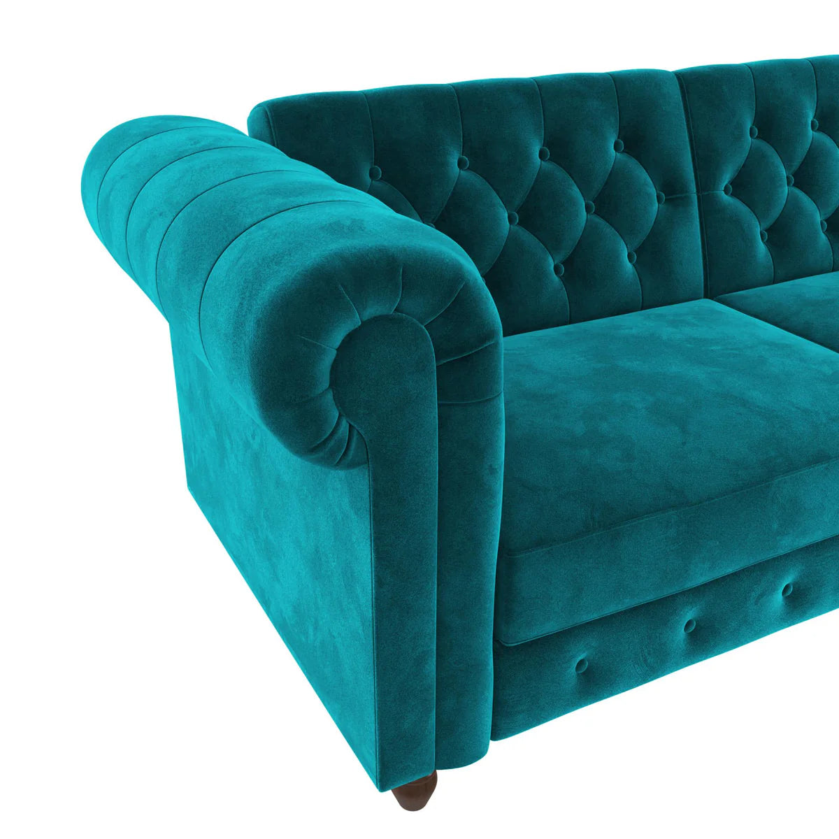 London 89" Futon Sofa- Classic Tufted Chesterfield Style Futon Sofa in Luxury Velvet Fabric