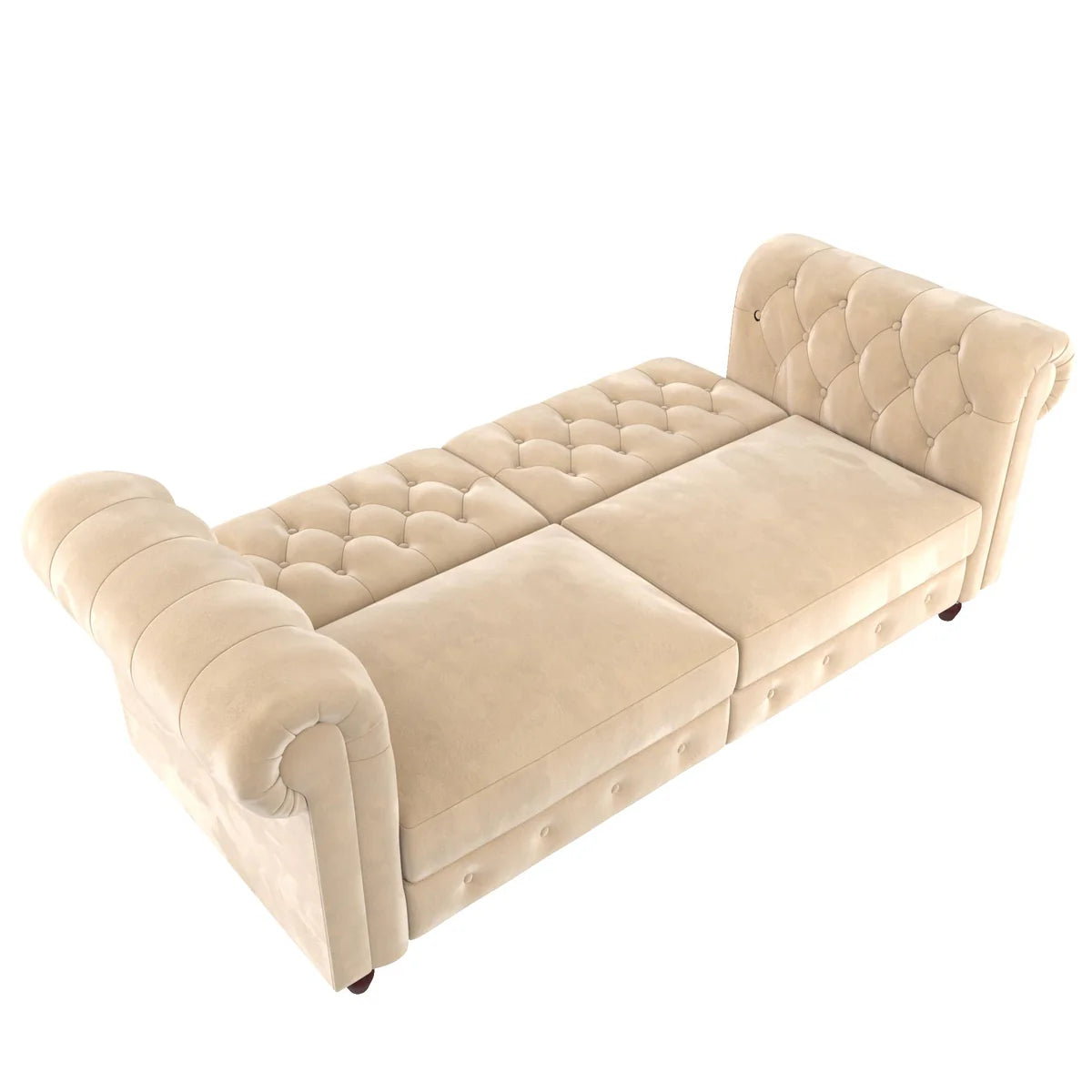 London 89" Futon Sofa- Classic Tufted Chesterfield Style Futon Sofa in Luxury Velvet Fabric