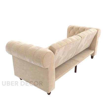 London 89" Futon Sofa- Classic Tufted Chesterfield Style Futon Sofa in Luxury Velvet Fabric