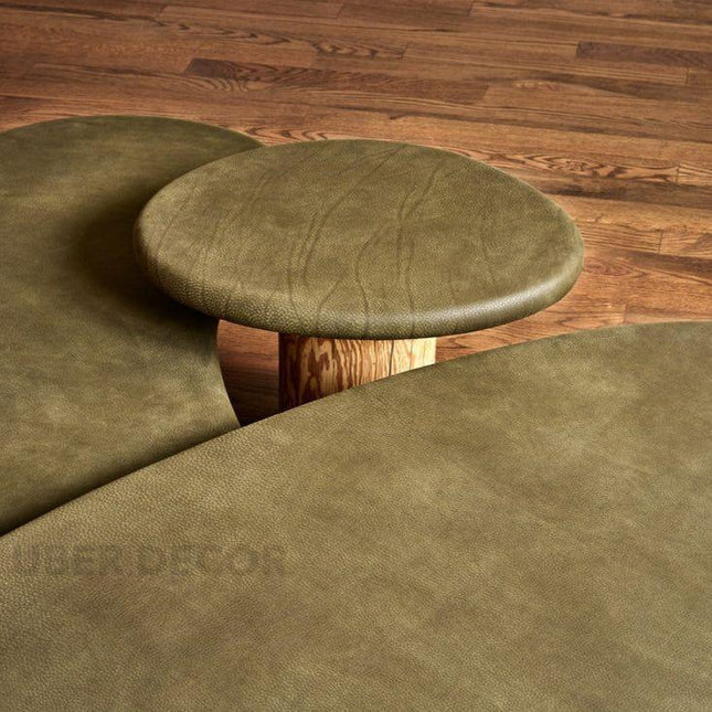 Kama Multi Tier Mid Century Modern Japandi Coffee Table with Organic Freeform Top Natural Wood Cylindrical Legs Matte Finish - Uber Decor