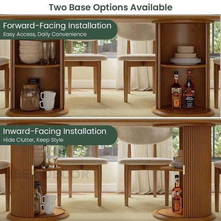 Harmony Grove Dining Table with Premium Marble Tabletop Solid Wood and MDF Base Built In Storage Custom Crafted for Elegant Modern Homes
