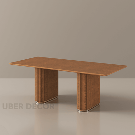 Warmfield Rectangular Wood Dining Table Modern Solid Wood Dining Table with Sculpted Base for Elegant Dining Spaces