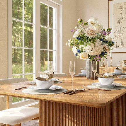 Warmfield Rectangular Wood Dining Table Modern Solid Wood Dining Table with Sculpted Base for Elegant Dining Spaces