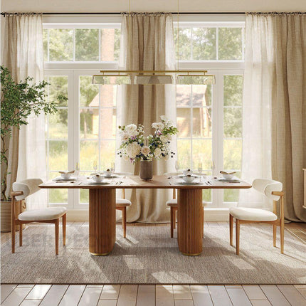Warmfield Rectangular Wood Dining Table Modern Solid Wood Dining Table with Sculpted Base for Elegant Dining Spaces