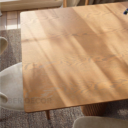 Warmfield Rectangular Wood Dining Table Modern Solid Wood Dining Table with Sculpted Base for Elegant Dining Spaces