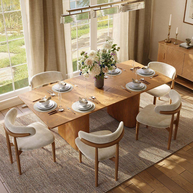 Warmfield Rectangular Wood Dining Table Modern Solid Wood Dining Table with Sculpted Base for Elegant Dining Spaces