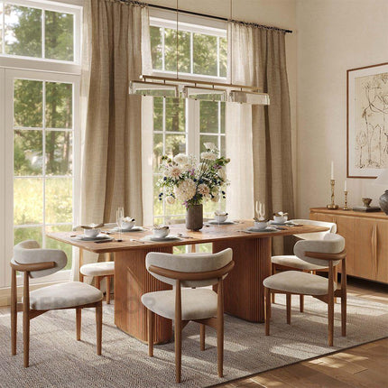 Warmfield Rectangular Wood Dining Table Modern Solid Wood Dining Table with Sculpted Base for Elegant Dining Spaces