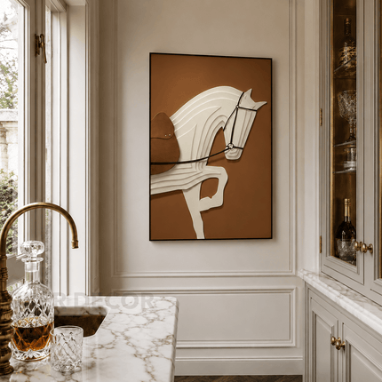 Equestrian Grace Luxury Horse Wall Art – Sculptural Panel for Living Room