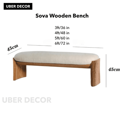Sova Arc – Nordic Minimalist Solid Wood Bench with Comfort Cushion for Bedroom, Living Room, or Entryway