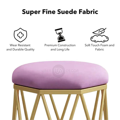 Diamond Base Metal Ottoman Stool with Cushioned Seat- Modern Design Nordic Stool for Dressing Table & Living Room Ottoman