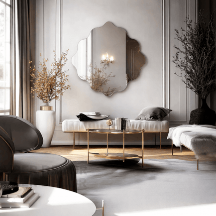 GlowRef Frameless HD Mirror – Scalloped Round Wall Mirror for Living Room, Bathroom & Entryway