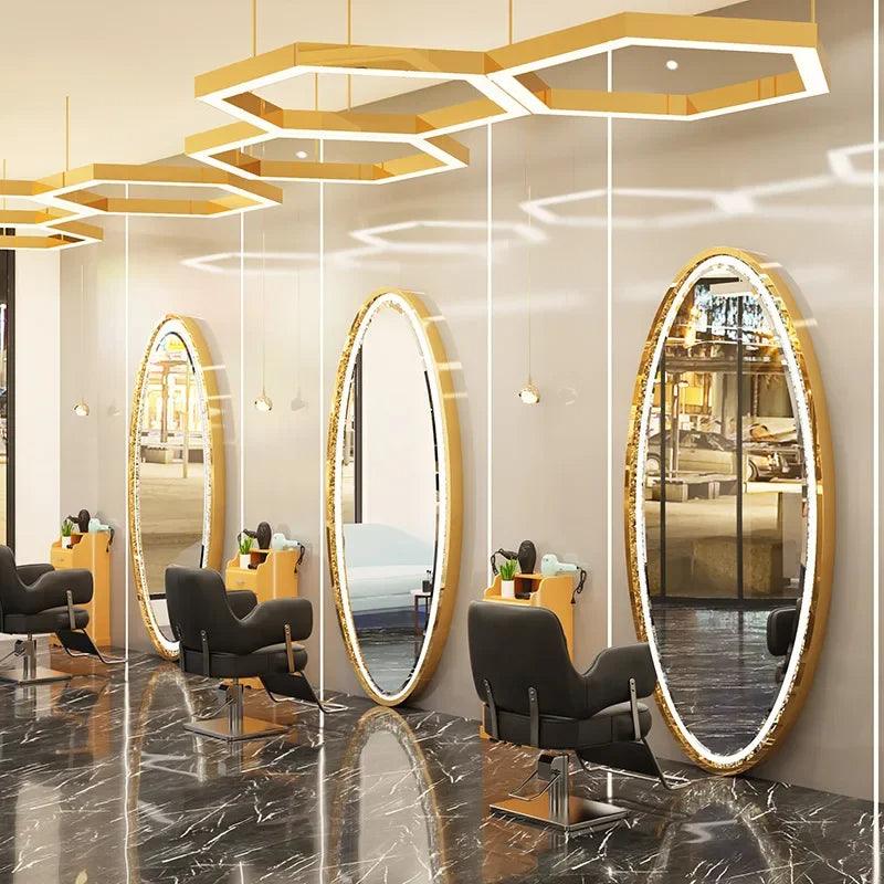 AuraLux Luxury Salon LED Mirror- Big Size Oval Vanity Mirror for Makeup Studio, Beauty Parlor, Salon, Barber Shop