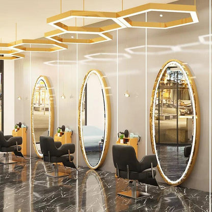 AuraLux Luxury Salon LED Mirror- Big Size Oval Vanity Mirror for Makeup Studio, Beauty Parlor, Salon, Barber Shop