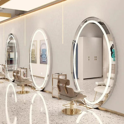 AuraLux Luxury Salon LED Mirror- Big Size Oval Vanity Mirror for Makeup Studio, Beauty Parlor, Salon, Barber Shop