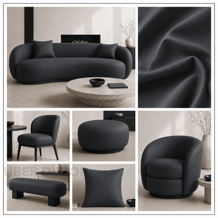 KOREAN LEATHER- Leatherette Faux Leather Upholstery Fabric- Charcoal Gray