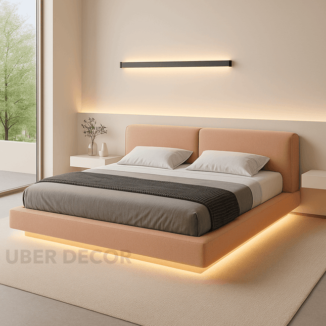 Driftline Floating LED Platform Bed – Modern Bedroom Innovation - Uber Decor