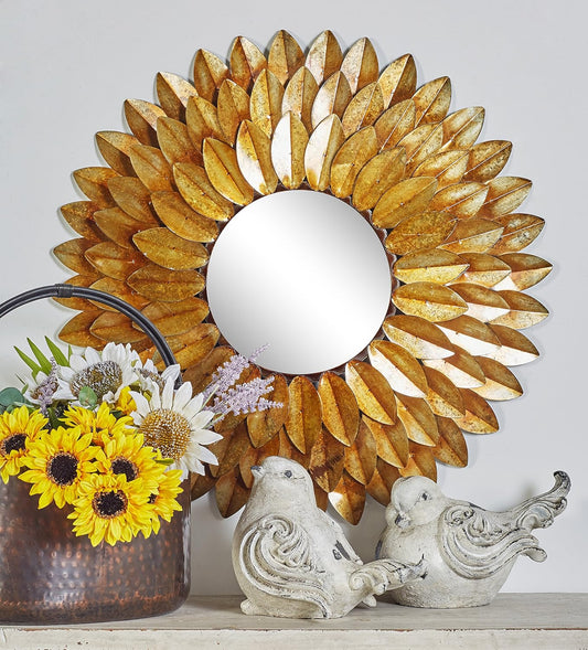 Golden Sunburst Metal Mirror Wall Decoration Metal Wall Art