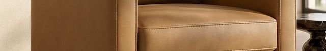 Lirene Accent Chair Tan Brown Leatherette 360 Degree Swivel Chair Modern Living Room - product image 1