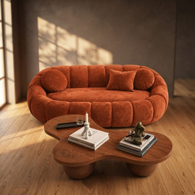Pumpkin 2 Seater Modern Sofa, Luxury Sculptural Couch for Living Room or Lounge Area Ready to Dispatch Statement Sofa