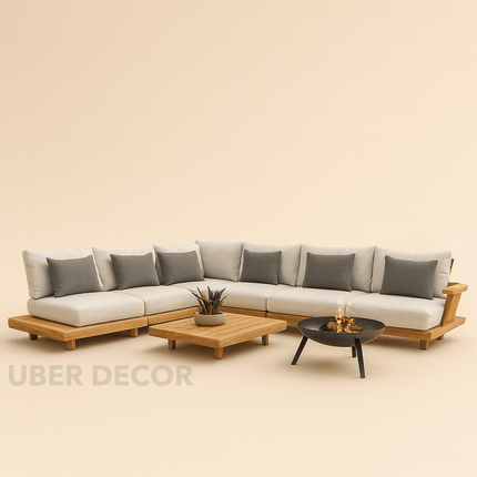 Nairobi Sectional Sofa with Chaise Modern Japandi Solid Wood Frame Sofa