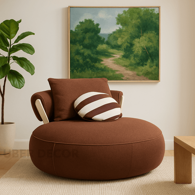 Choco Swirl Lounge Chair Playful Postmodern Accent Statement Seating for Modern Living Room and Bedroom Interiors