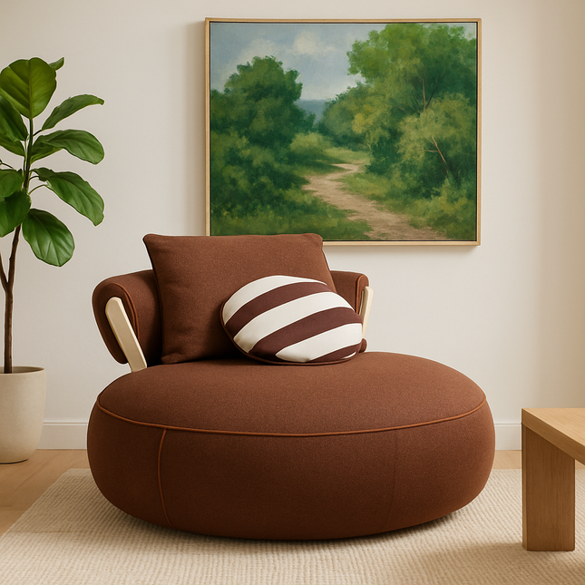 Choco Swirl Lounge Chair Playful Postmodern Accent Statement Seating for Modern Living Room and Bedroom Interiors