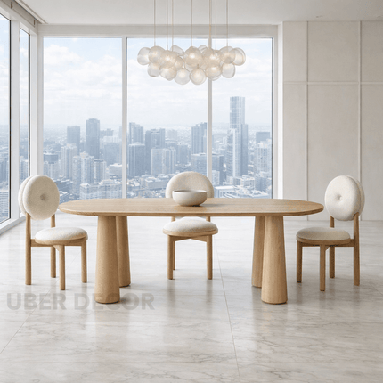 Lynne Haven Oval Dining Table Scandinavian Japandi Design Sculptural Tapered Legs Ideal for Dining Room