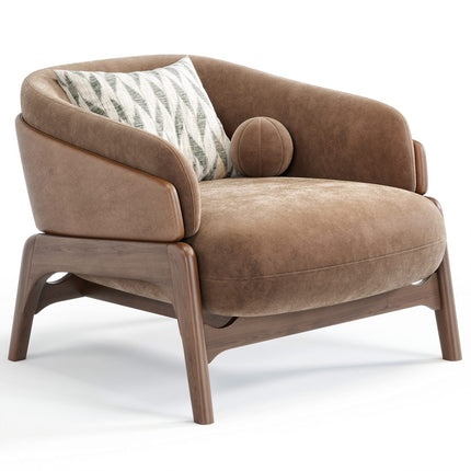 Lotus Nest Accent Chair Japandi Minimalist Scandinavian Solid Wood Legs Fixed Base Living Room Chair and Bedroom Chair