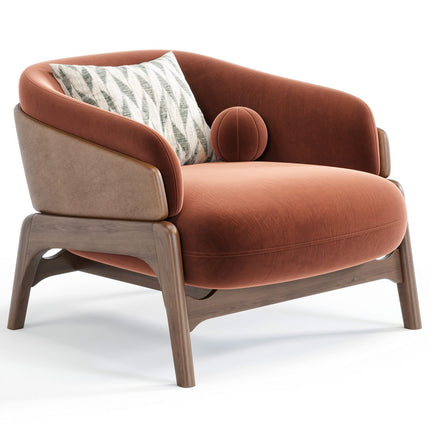 Lotus Nest Accent Chair Japandi Minimalist Scandinavian Solid Wood Legs Fixed Base Living Room Chair and Bedroom Chair